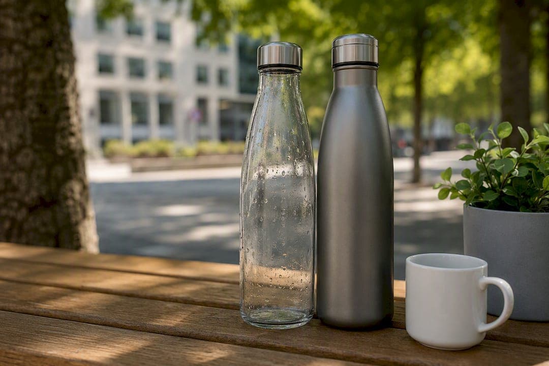 Glas vs. Edelstahl Flaschen: Die richtige Wahl für Ihre Werbeartikel